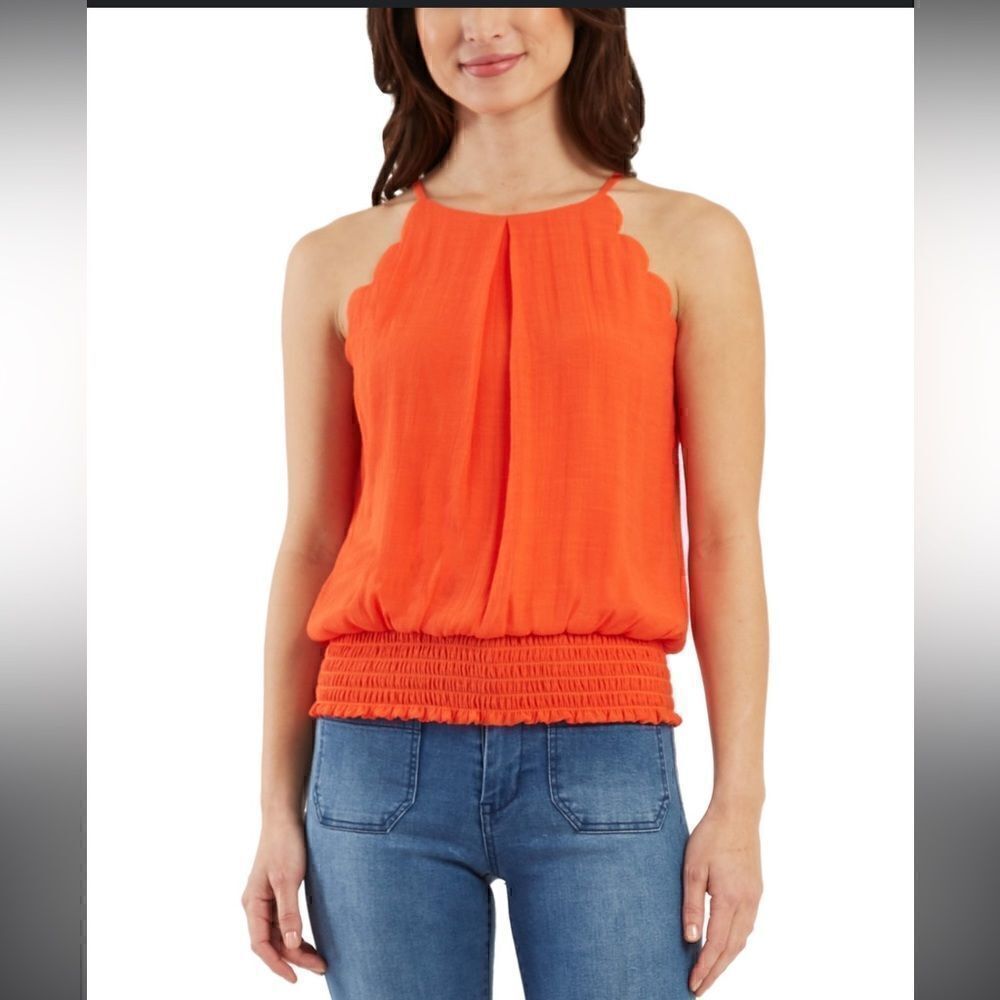 Bcx Juniors' Gauzy Scalloped Top In
Orange size XSmall new with tags
